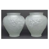 Pair of Tiffin Satin Frosted Poppy Flower Vases