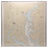 1942 Chesapeake Bay Chart Water Chart Map in Frame