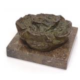 Signed Abstract Bronze Sculpture on Marble