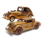 (2) 15' Vintage Classic Car Wooden Toy Models