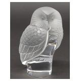 Lalique Signed Owl Frosted Paperweight / Figurine