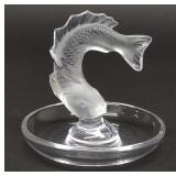 Lalique signed Koi Fish Frosted Glass Ring Tray
