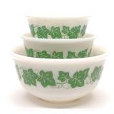 3 Vintage Atlas Hocking Ivy Nesting Mixing Bowls