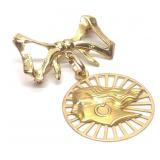 18K Yellow Gold Lady Justice Bow Brooch / Pin