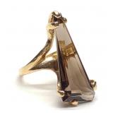 14K Yellow Gold Smoky Quartz Ring (sz 5)