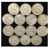 (14) Franklin Half Dollar US Coins (90% Silver)