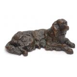 Bronze Cocker Spaniel Dog Laying Sculpture