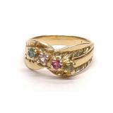 14K Yellow Gold Mothers Birthstone Ring (sz 5.25)
