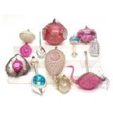 12 Antique Figural Glass Christmas Ornaments
