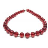 14K Gold Cherry Amber Bakelite Beaded Necklace 21'