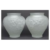 Pair of Tiffin Satin Frosted Poppy Flower Vases
