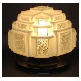 Art Deco Skyscraper Frosted Shade Table Lamp works