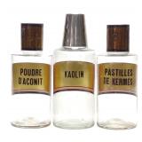 3 Antique Apothecary Tole Lid Pharmacy Bottles