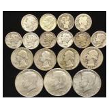 (17) 90% Silver US Coins (Halves, Quarters, Dimes)