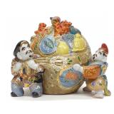 Japanese Satsuma Lucky Gods Porcelain Figure
