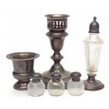 6pc Sterling Silver Weighted Candlestick & Shakers