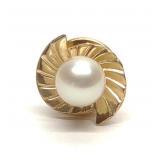 14K Yellow Gold & Pearl (6.5mm) Pin