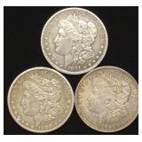 3 Morgan Dollar US Coins (1891-O, 1900-O, 1921)