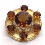 10K Yellow Gold Scottish Cairngorm Brooch