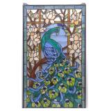 20x33' Stained Glass Panel of Peacock Bird