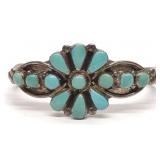 Sterling & Petit Point Turquoise Cuff Bracelet