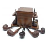 11 Smoking Tobacco Estate Pipes & Humidor Stand