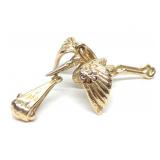 14K Yellow Gold Stork & Baby Necklace Pendant