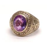 10K Gold Purple Sapphire St Mary Class Ring sz 6
