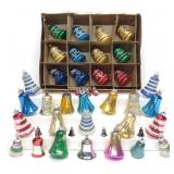 40 Vintage Bell Shaped Glass Christmas Ornaments