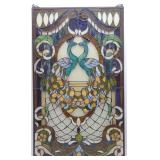 20x34' Stained Glass Panel Kissing Peacocks