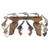 9 Vintage Western Cap Gun Toy Pistols w/ Holster