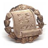 1908 10K Yellow Gold Lapel Pin