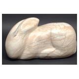 Alabaster Carved Rabbit Sculpture (Signed NK)
