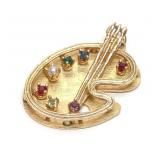14K Yellow Gold Artist Palette Pendant / Charm