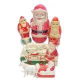 5 Vintage Celluloid Santa Christmas Toys & Rattles