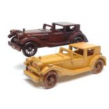 2 Wooden 1927 Bugatti 41 Royale Model Cars (15' L)