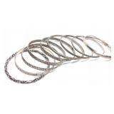 9 Sterling Silver Textured Bangle Bracelets