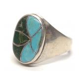 Zuni ELB Sterling Silver & Turquoise Ring sz 12.25
