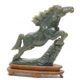 Carved Serpentine Stone Horse Sculpture