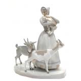 Lladro 1001 Shepherdess with Goats Figurine