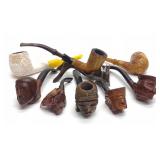 8 Figural Carved Smoking Tobacco Estate Pipes