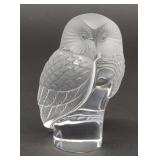 Lalique Signed Owl Frosted Paperweight / Figurine