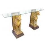 Royal Egyptian Cheetah Glass Top Console Table