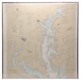1942 Chesapeake Bay Chart Water Chart Map in Frame