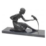 After D. Chiparus Lady & Parrot Bronze Sculpture