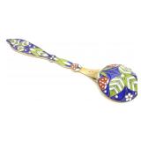Russian Sterling Silver & Cloisonne Enamel Spoon