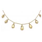 14K Yellow Gold Citrine Pear Cut Necklace (15'L)