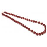 14k Gold Carnelian Beaded (10mm) Necklace (23'L)