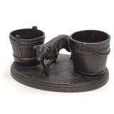 Metal Figural Hunting Dog Match Holder Stand
