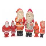 6 Vintage Celluloid & Early Plastic Santa Toys
